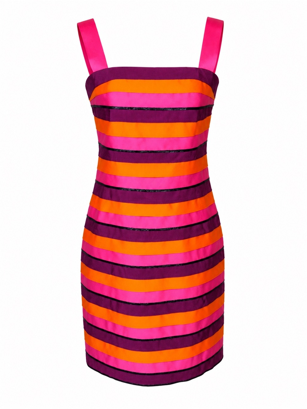 Cyril Verainne Colorblock Stripe Mod Mini Dress Barbiecore Dopamine Retro- Sz 8